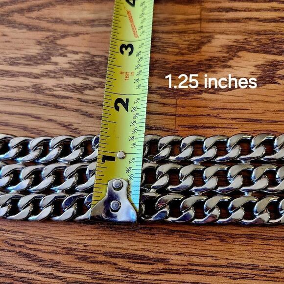 CHUNKY Silver Triple Strand Bracelet - Picture 5 of 6